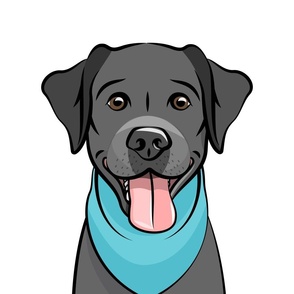 18" panel - Black lab - blue -  LAD21