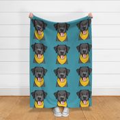 18" panel - Black Lab - teal and yellow - LAD21