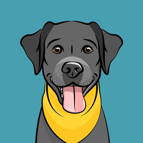 18" panel - Black Lab - teal and yellow - LAD21