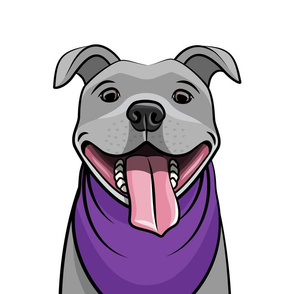 18" panel - Grey pit bull - purple and white - LAD21