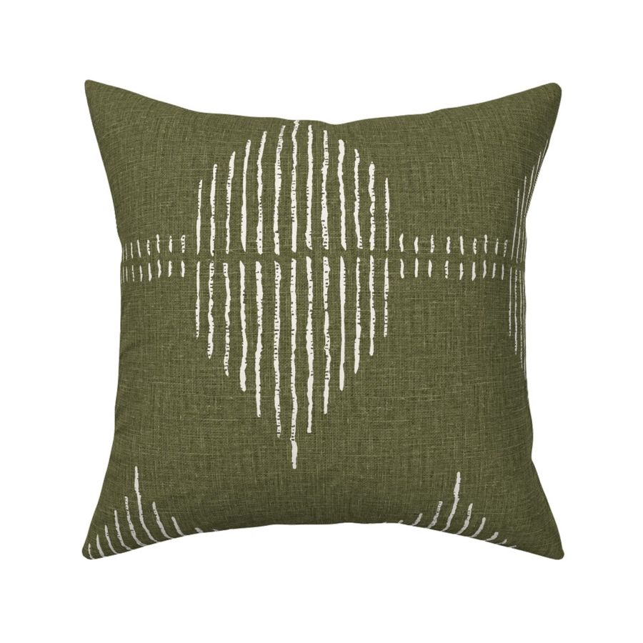 Boho southwestern Geometric - Olive Green - textured linen look interiors