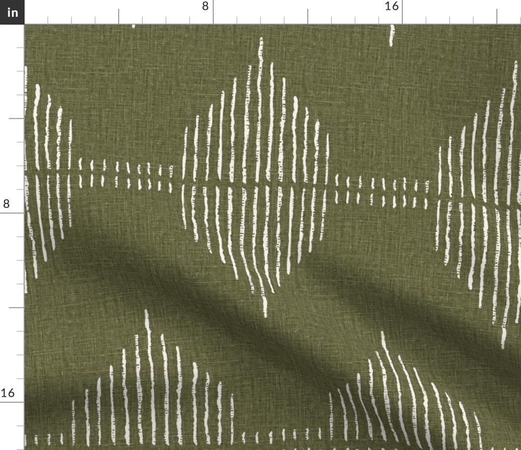 Boho southwestern Geometric - Olive Green - textured linen look interiors