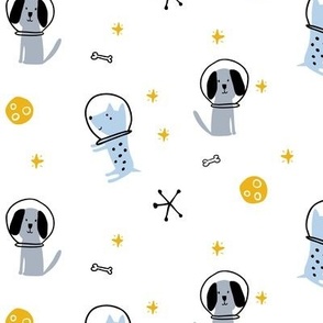 Cute dogs in space nursery print