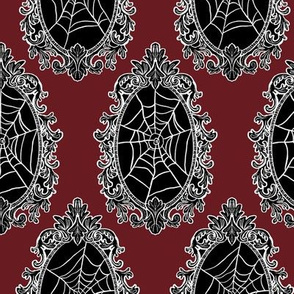 Framed Spiderwebs Wine Red