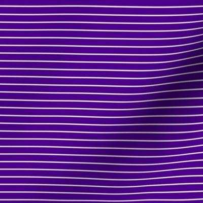 Small Horizontal Pin Stripe Pattern - Royal Purple and White