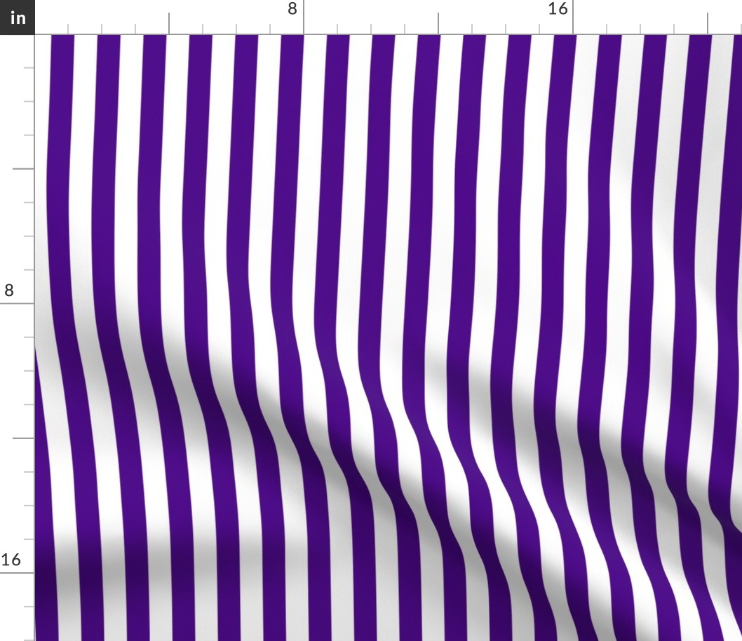 Vertical Awning Stripe Pattern - Royal Purple and White