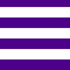 Large Horizontal Awning Stripe Pattern - Royal Purple and White