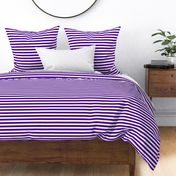Horizontal Awning Stripe Pattern - Royal Purple and White