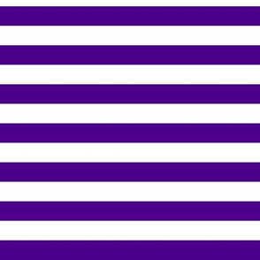 Horizontal Awning Stripe Pattern - Royal Purple and White