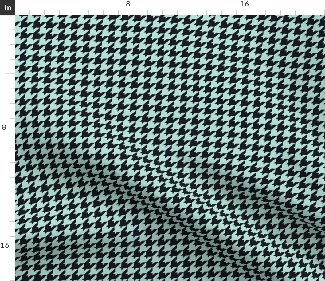 Houndstooth Pattern - Pastel Mint and Midnight Black