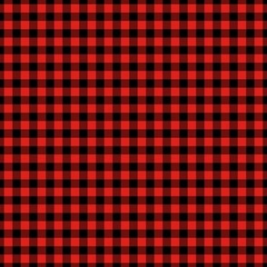 Small Gingham Pattern - Vivid Red and Black
