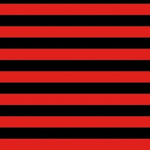 Horizontal Awning Stripe Pattern - Vivid Red and Black