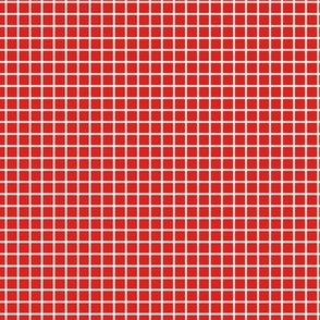 Small Grid Pattern - Vivid Red and White