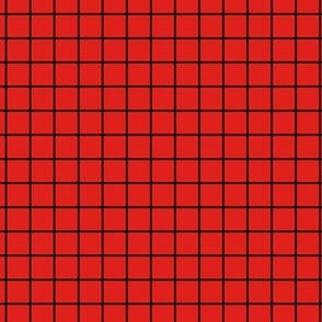 Grid Pattern - Vivid Red and Black