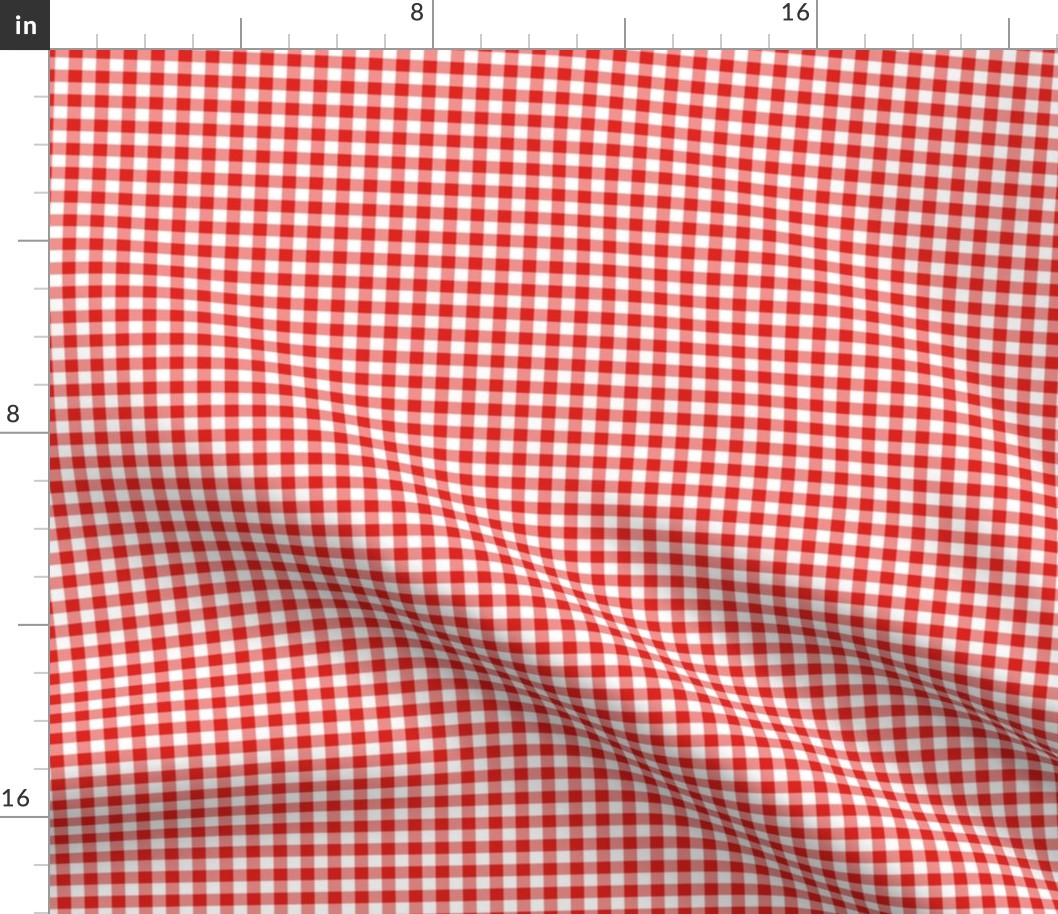 Small Gingham Pattern - Vivid Red and White