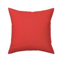 Small Vertical Pin Stripe Pattern - Vivid Red and White