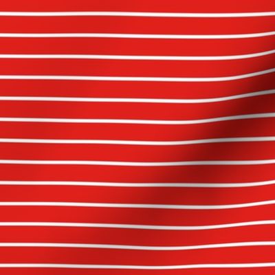 Horizontal Pin Stripe Pattern - Vivid Red and White