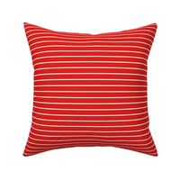 Horizontal Pin Stripe Pattern - Vivid Red and White