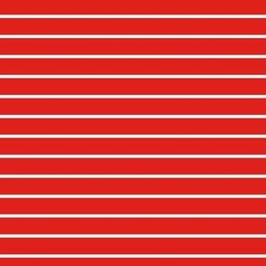 Horizontal Pin Stripe Pattern - Vivid Red and White