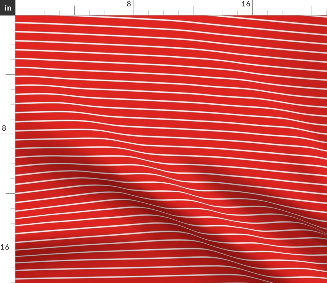 Horizontal Pin Stripe Pattern - Vivid Red and White