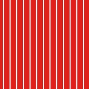 Vertical Pin Stripe Pattern - Vivid Red and White