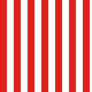 Vertical Awning Stripe Pattern - Vivid Red and White