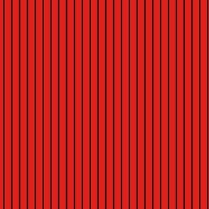 Small Vertical Pin Stripe Pattern - Vivid Red and Black