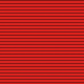 Small Horizontal Pin Stripe Pattern - Vivid Red and Black