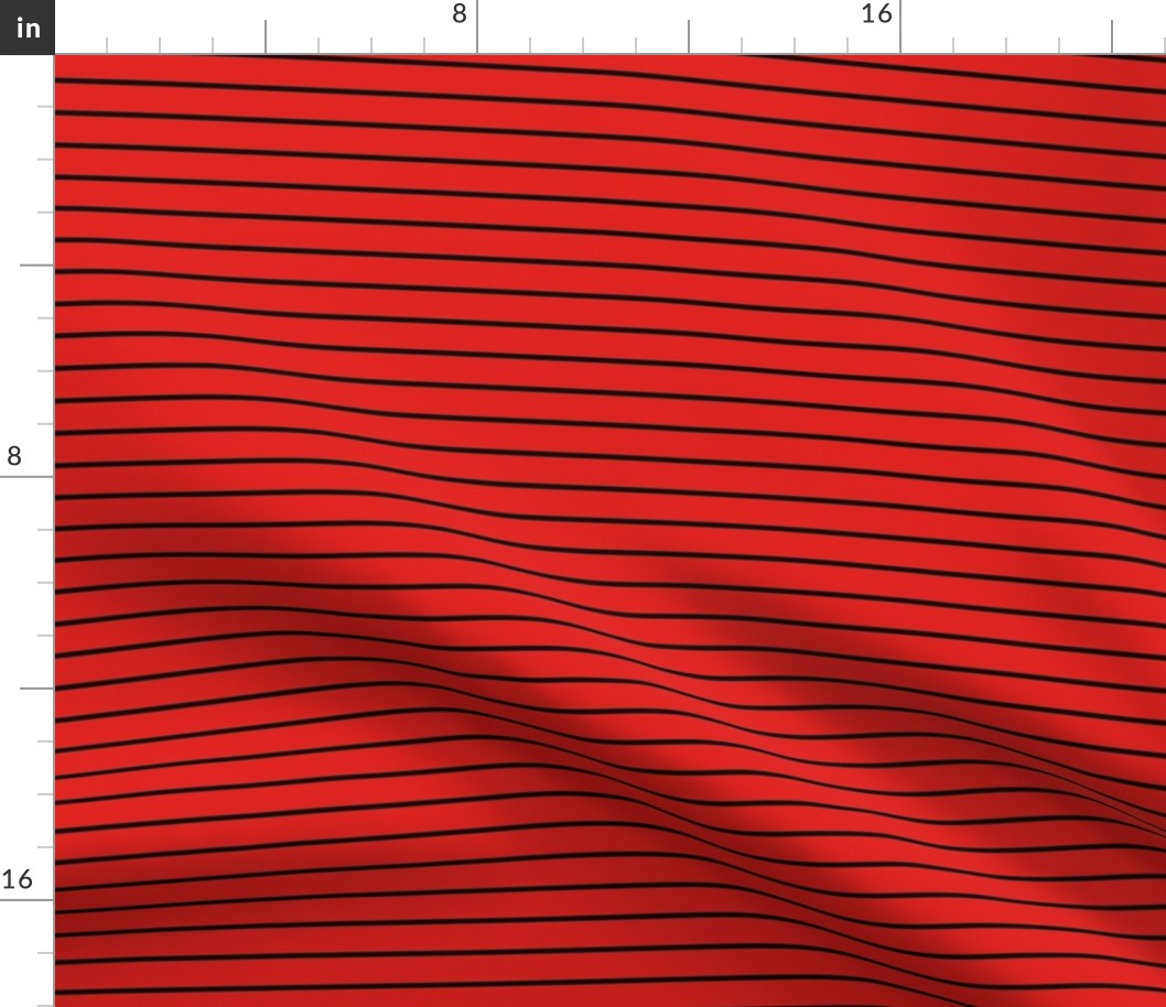 Horizontal Pin Stripe Pattern - Vivid Red and Black