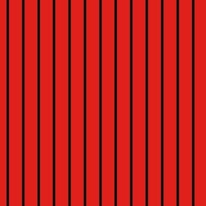 Vertical Pin Stripe Pattern - Vivid Red and Black