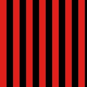 Vertical Awning Stripe Pattern - Vivid Red and Black