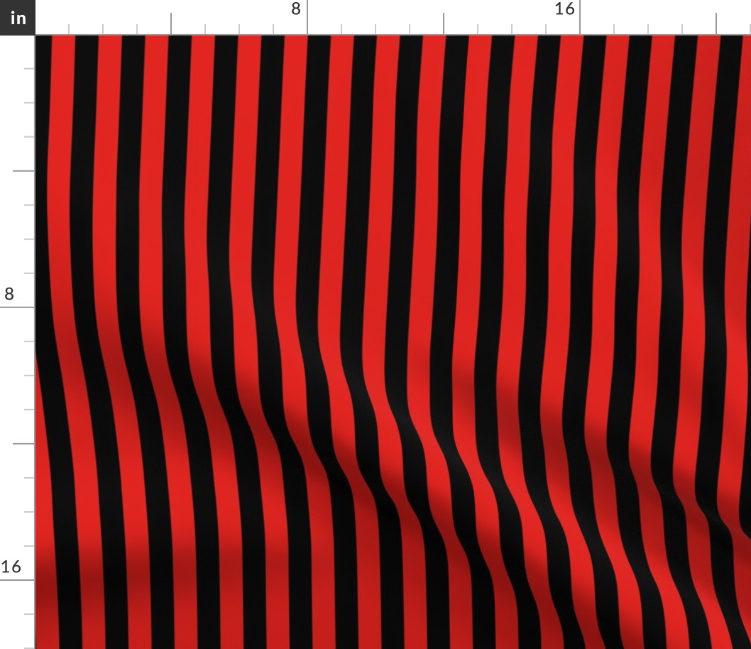 Vertical Awning Stripe Pattern - Vivid Red and Black