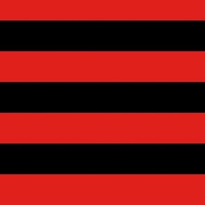 Large Horizontal Awning Stripe Pattern - Vivid Red and Black
