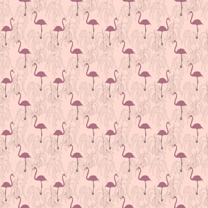 flamingo on plants - peach - small