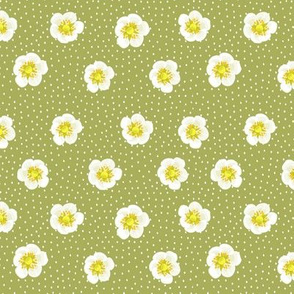 Strawberry flowers - avocado green