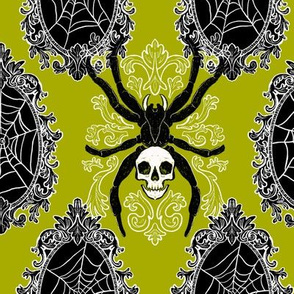 Spiders and Webs Olive Green