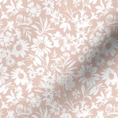 Ditsy Floral / Pastel Nude Background / Small Scale