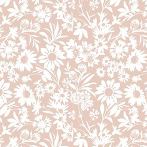 Ditsy Floral / Pastel Nude Background / Small Scale