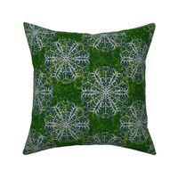 Antler inspired Mandala on Fractured  Plaid in Variegated Green  and Gradient Violet