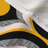 Retro mod ogee electric yellow black gray MCM texture