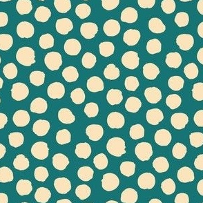 teal with vanilla cream spots