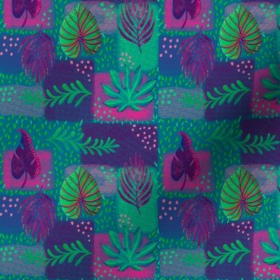 Patchwork moody  tropical leaves small