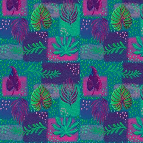 Patchwork moody  tropical leaves small