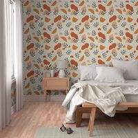 Bohemian pattern with abstract shapes and floral branches
