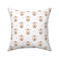 Woodland baby sheep faces and floral details