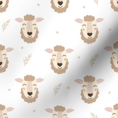 Woodland baby sheep faces and floral details