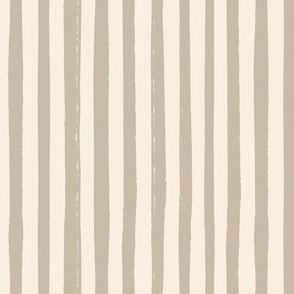 Painted Stripes - hand drawn - Taupe and cream