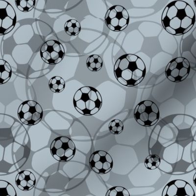 Football / Soccer balls on grey 