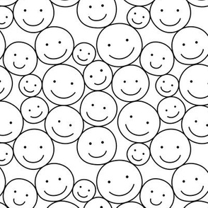 Sweet stash if smiley icons cute boho happy faces monochrome black and white
