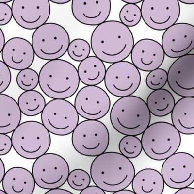Sweet stash if smiley icons cute boho happy faces lilac purple on white